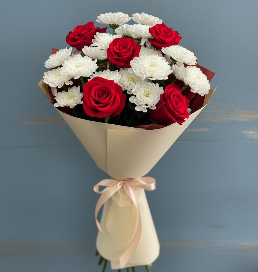 Букет цветов из: Розы и Хризантемы в Михайловской Слободе