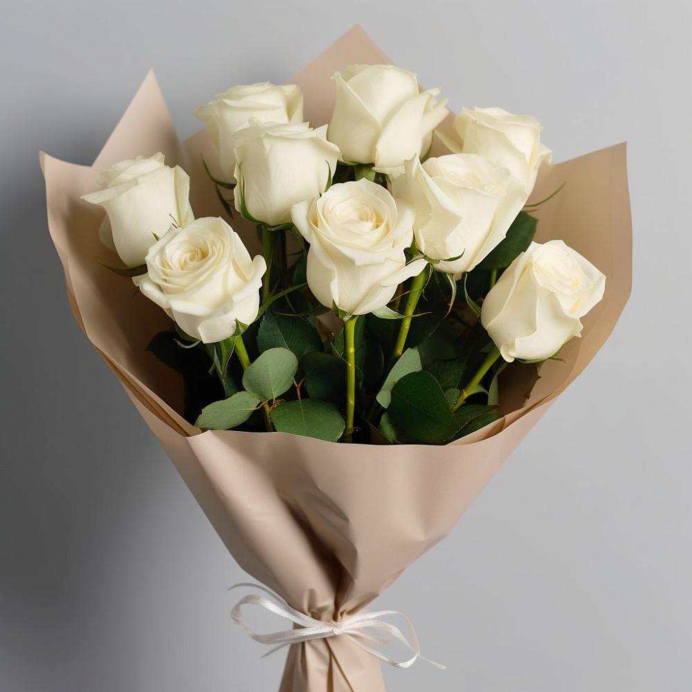 Букет 9 Белых роз Эдлесс Лав в Михайловской Слободе