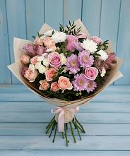 Букет цветов из:  Хризантемы, Розы и Альстромерии в Михайловской Слободе