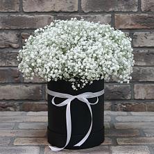 Цветочная композиция из Гипсофила в шляпной коробке в Михайловской Слободе